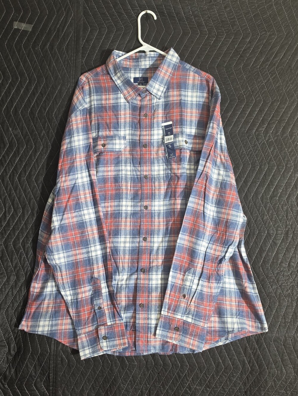 George Men’s Plaid Button-Down Shirt - Red & Blue